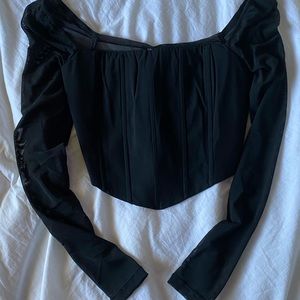 Princess Polly, Beverly Long Sleeve Top, Mesh Sleeves & Back, Size 2